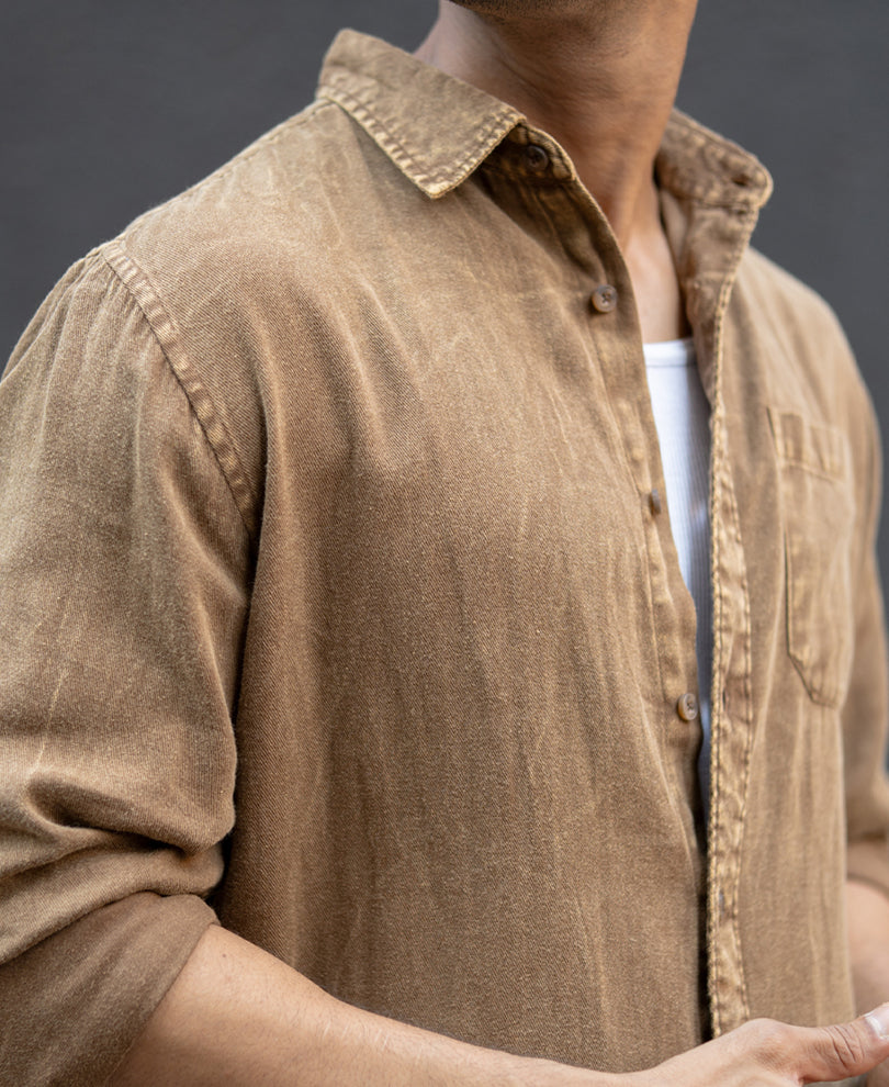Brown Overdyed Lightweight Shirt