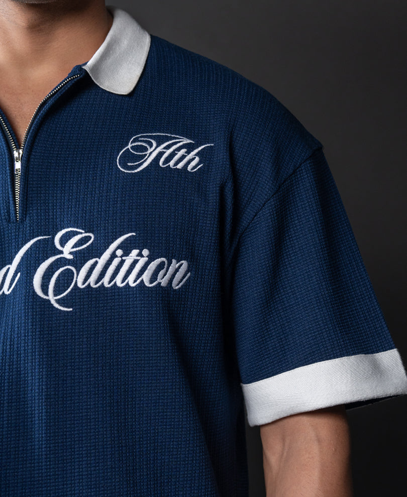 Indigo Blue Embroidered T-Shirt