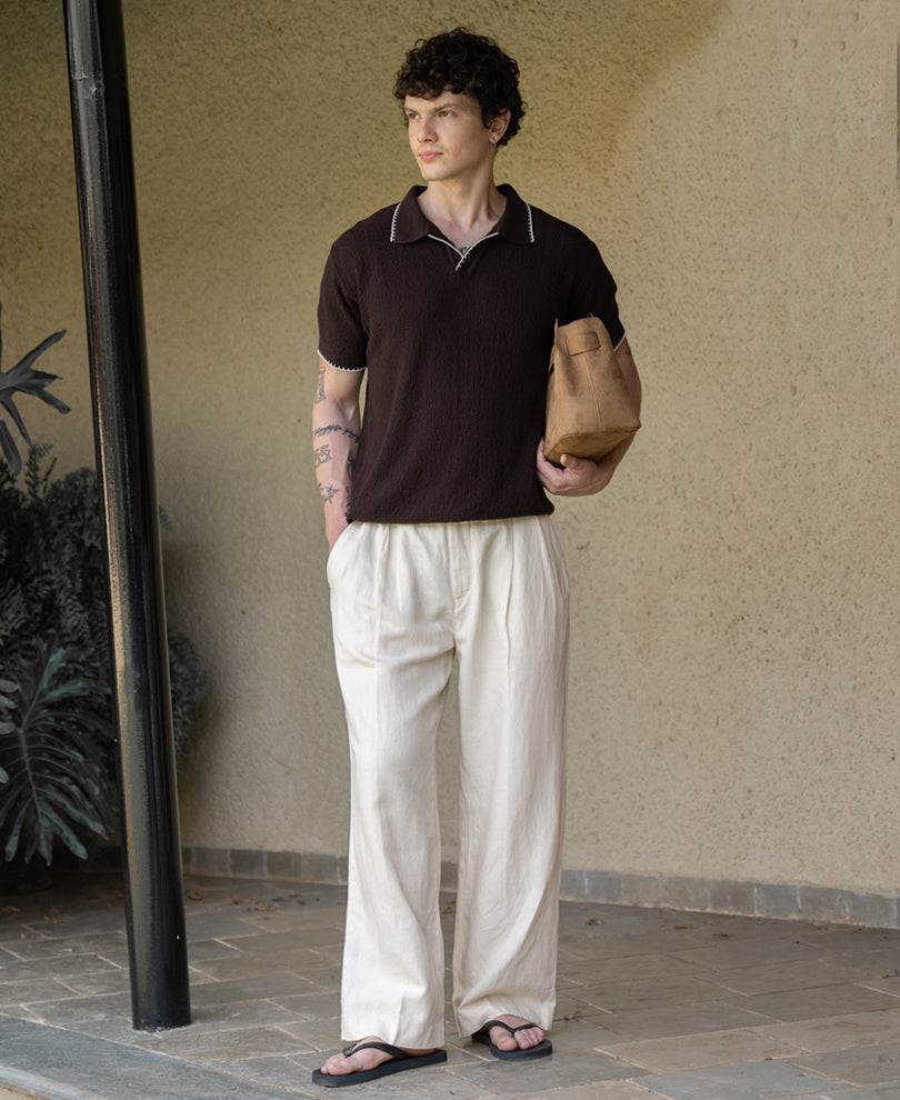 Coffee Knit Polo T-Shirt