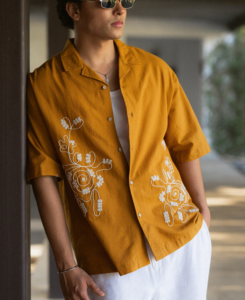 Light Brown Embroidered Shirt
