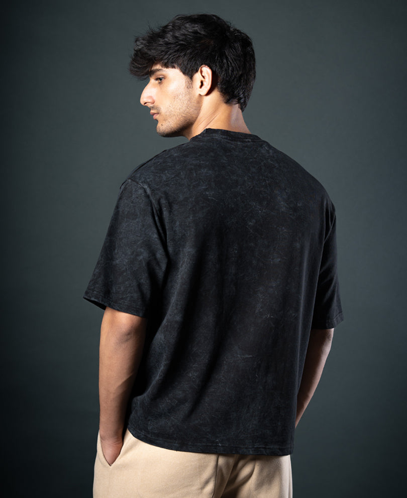 Black Washed Stud Detail T-Shirt 100% Cotton