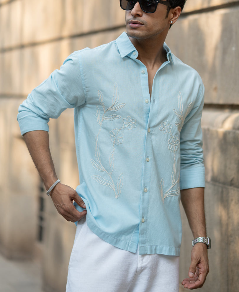 Light Blue Embroidered Shirt