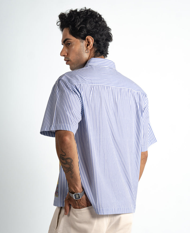 Blue Printed Stripe Shirt