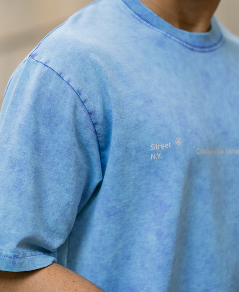 Purple Washed Graphic Half Sleeves T-Shirt 100% Cotton