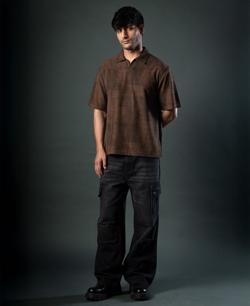 Brown Grunge Print T-Shirt