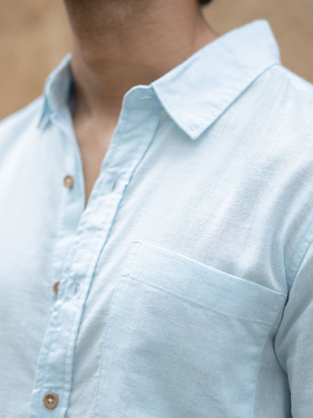 Light Blue Linen Blend Shirt