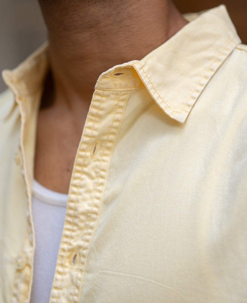 Yellow Overdyed Structure Shirt 100% Cotton