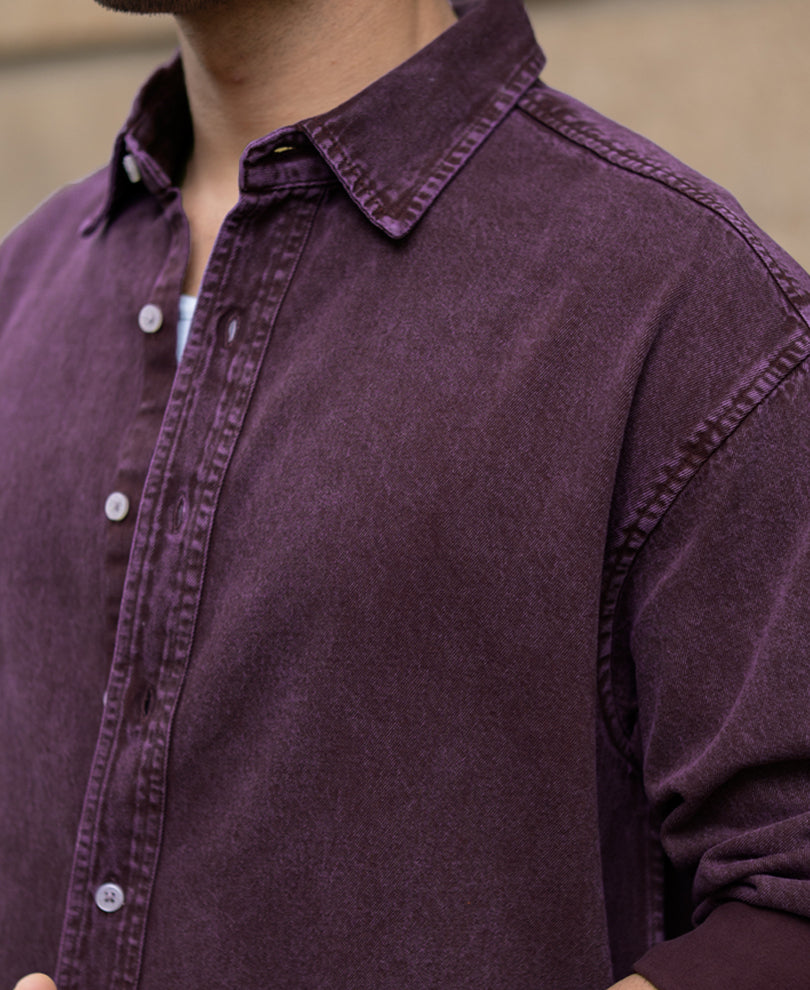 Dark Onion Overdyed Twill Shirt 100% Cotton