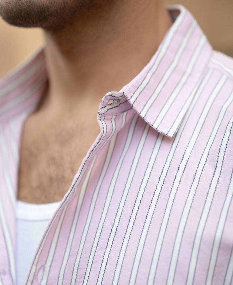 Light Pink Oxford Stripe Shirt 100% Cotton