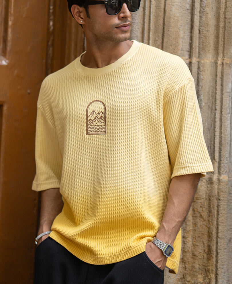 Yellow Structured Ombre T-Shirt
