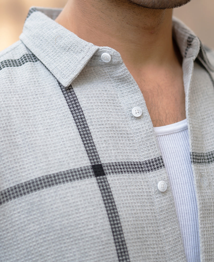 Grey Structure Checks Shirt