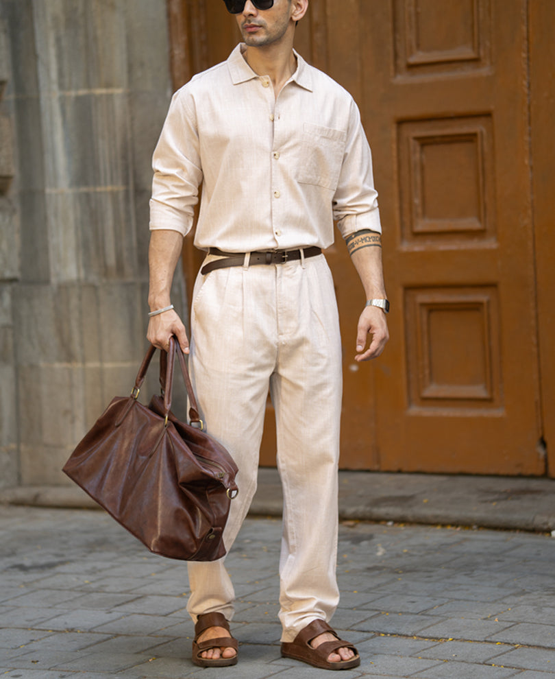 Beige Linen Lightweight Co-Ord Set