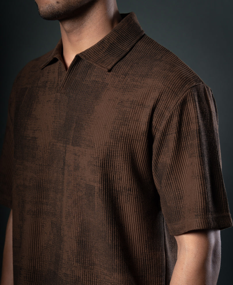 Brown Grunge Print T-Shirt