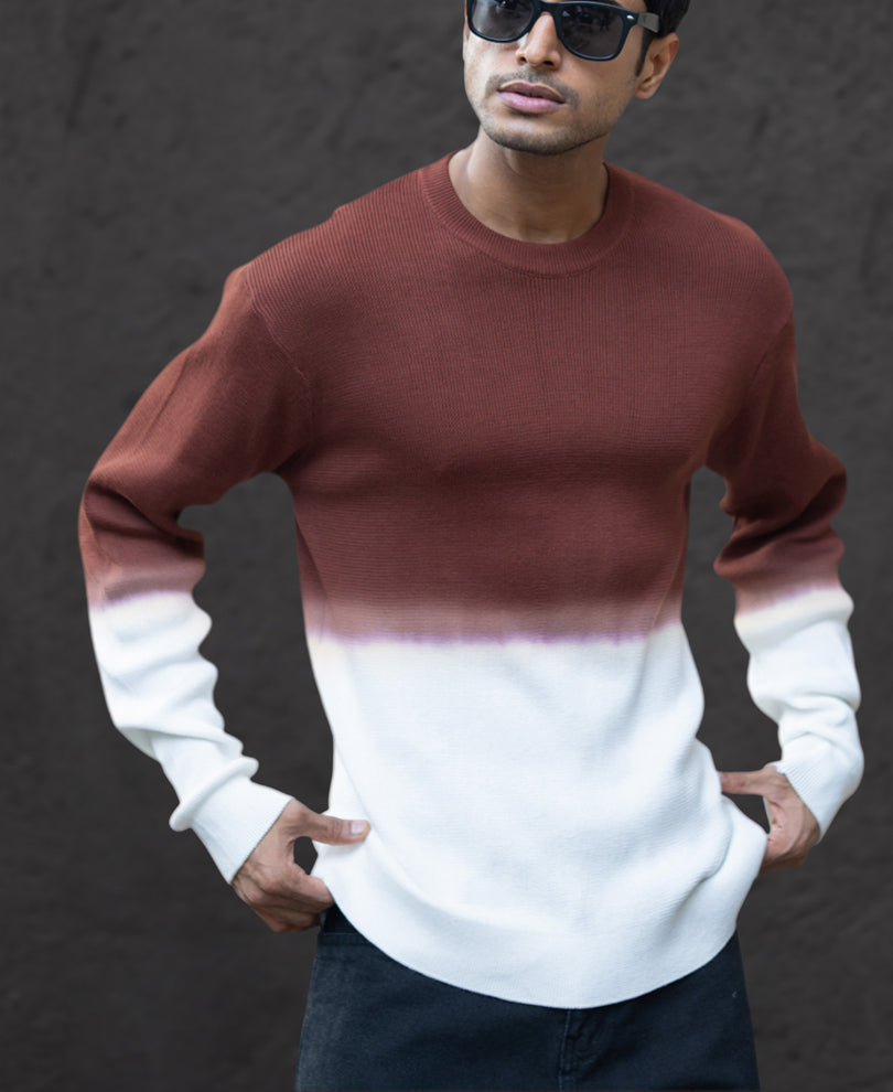 Rust Ombre Knit T-Shirt 100% Cotton