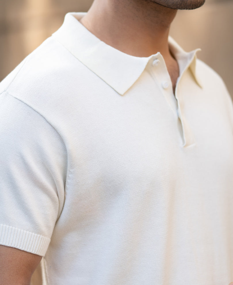 Yellow Ombre Knit Polo T-Shirt 100% Cotton