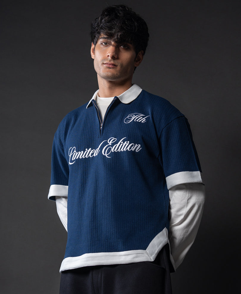 Indigo Blue Embroidered T-Shirt