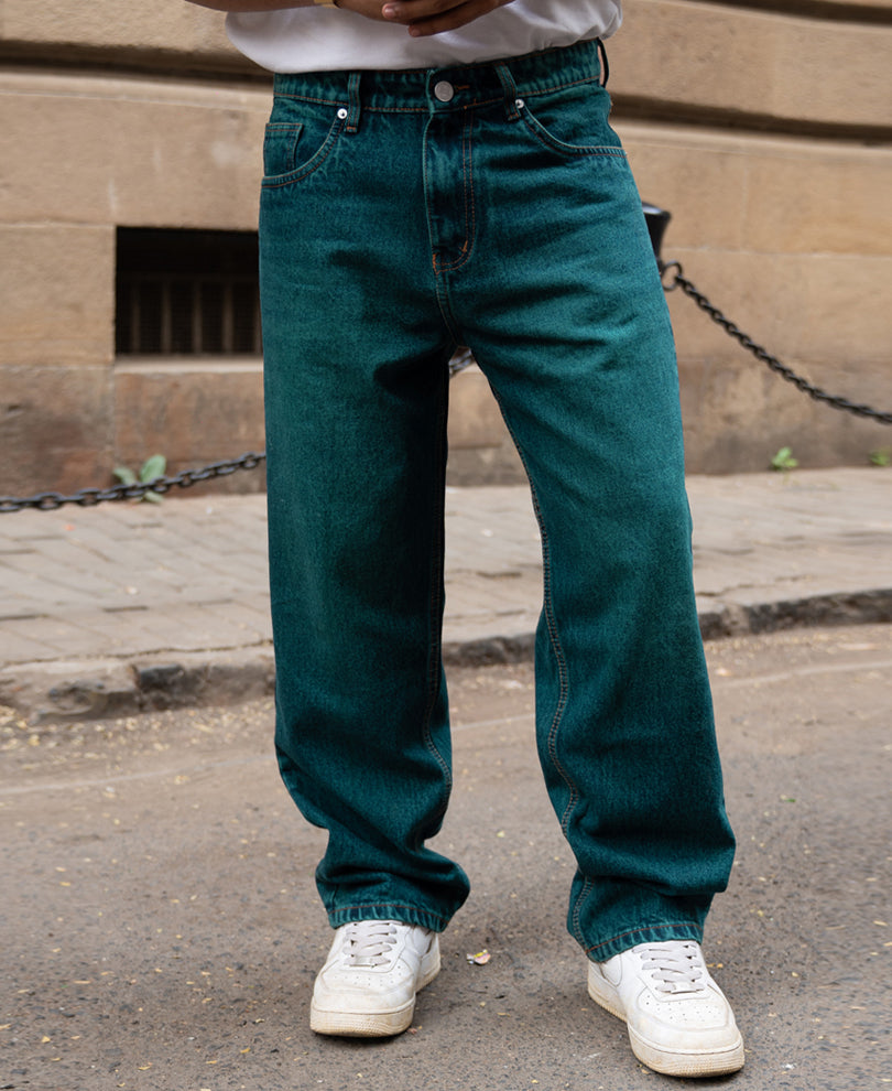 Blue Tinted Baggy Fit Jeans
