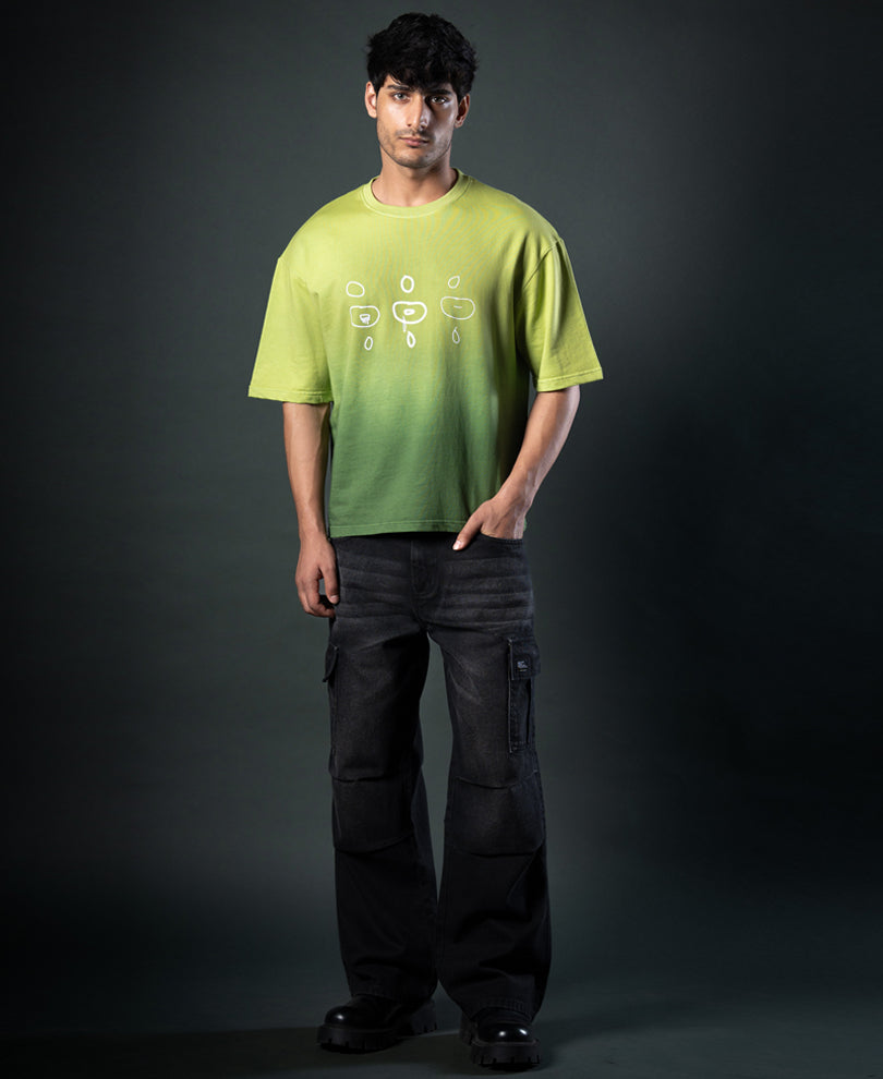 Green Ombre Print T-Shirt 100% Cotton