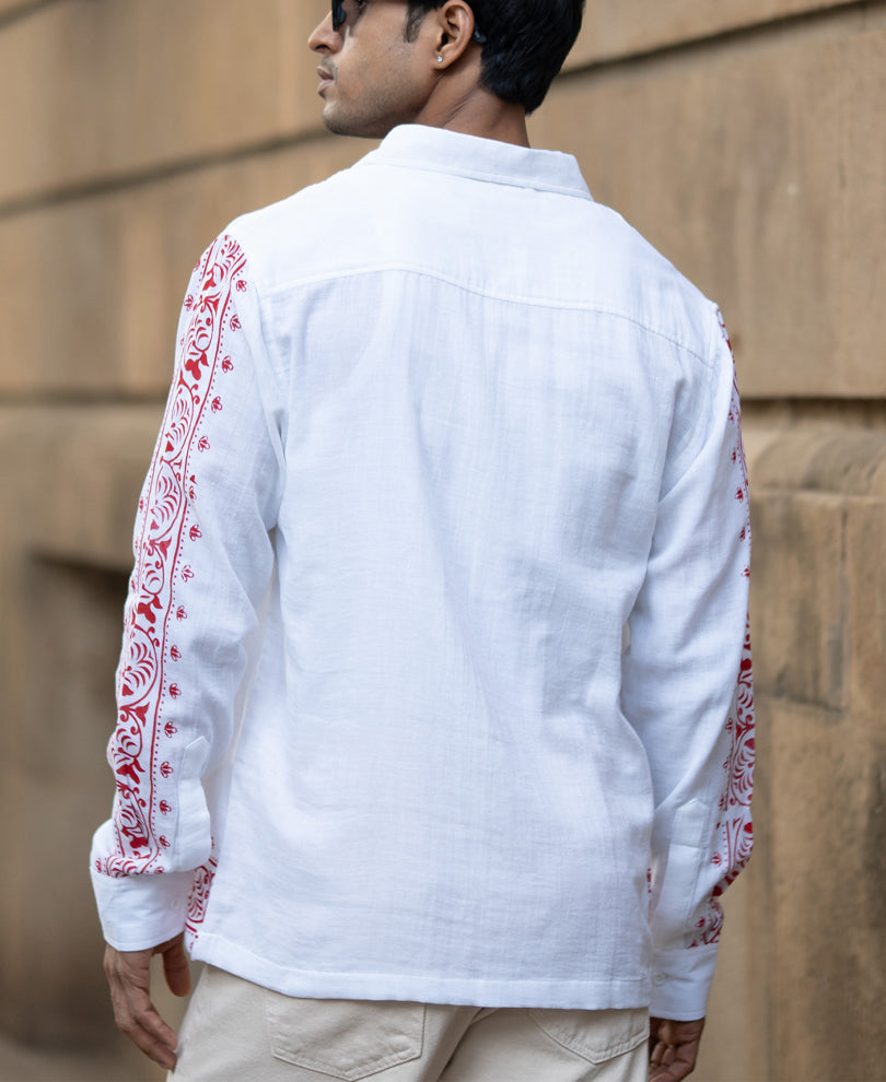 White Kalakar Print Shirt 100% Cotton