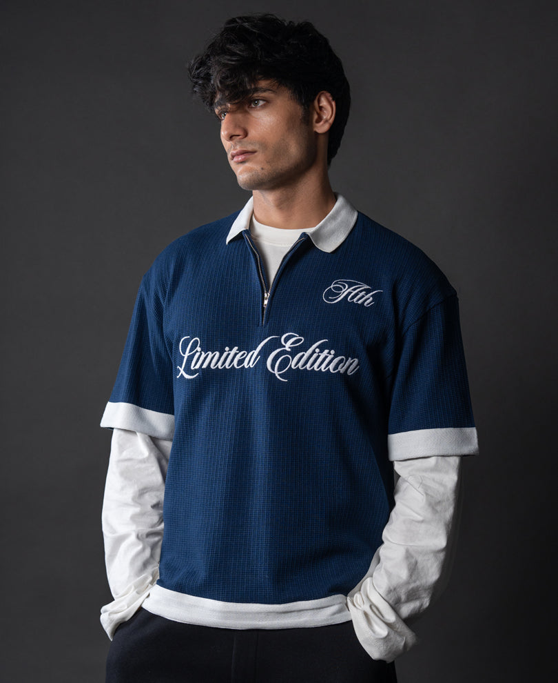 Indigo Blue Embroidered T-Shirt