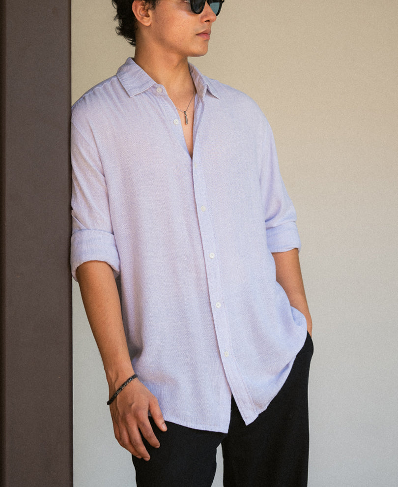 Light Blue Linen Blend Shirt