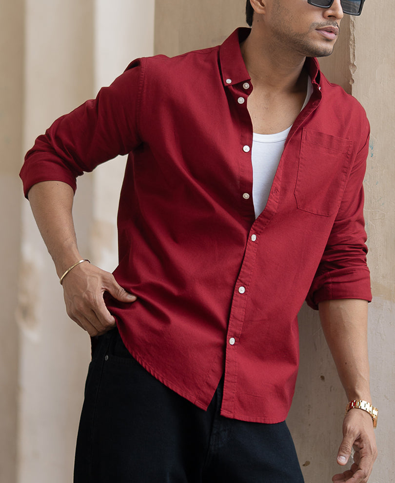 Brick Red Oxford Shirt 100% Cotton
