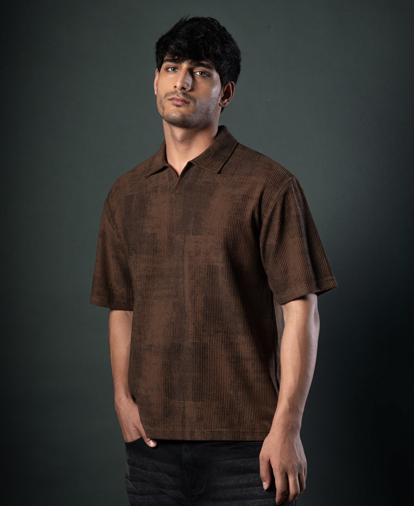 Brown Grunge Print T-Shirt
