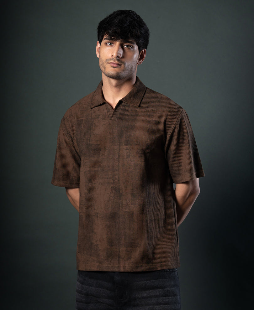Brown Grunge Print T-Shirt